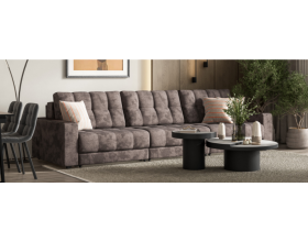 Босс Гранд диван Велюр Алькантара серый