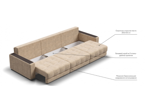 Диван BOSS GRAND Велюр Роял шампань