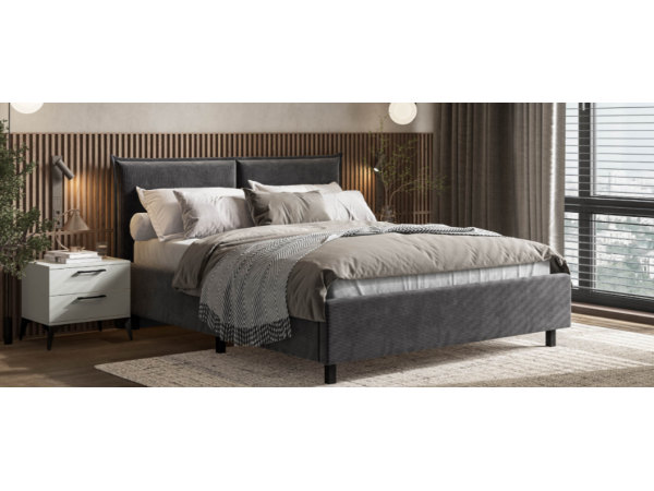 Кровать ЛЕО 160*200 Вельвет CORD графит