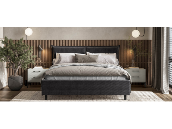 Кровать ЛЕО 160*200 Вельвет CORD графит