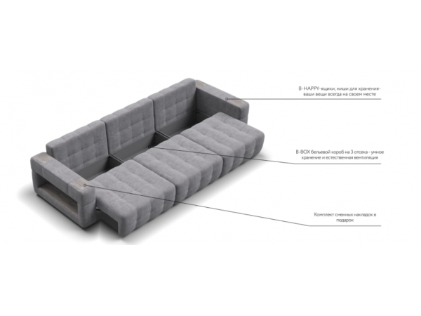 Диван BOSS.XO MAX Велюр Роял агат / WOOD Rock