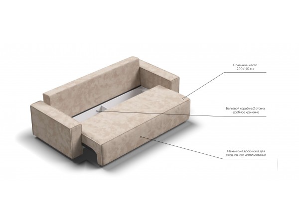 Норд диван Велюр Алькантара пепел