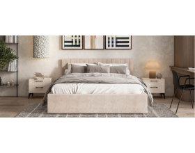 Ронда Кровать+ПМ 160*200 Велюр Монолит латте