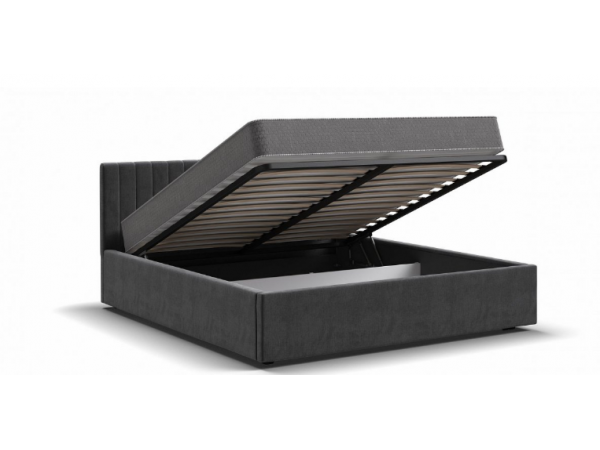 Кровать РОНДА 160*200+ПМ велюр MONOLIT  серая