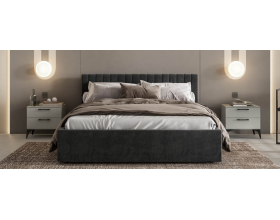 Ронда Кровать+ПМ 160*200 Велюр Монолит серый