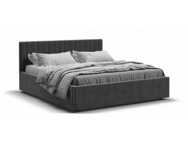 Кровать РОНДА 160*200+ПМ велюр MONOLIT  серая