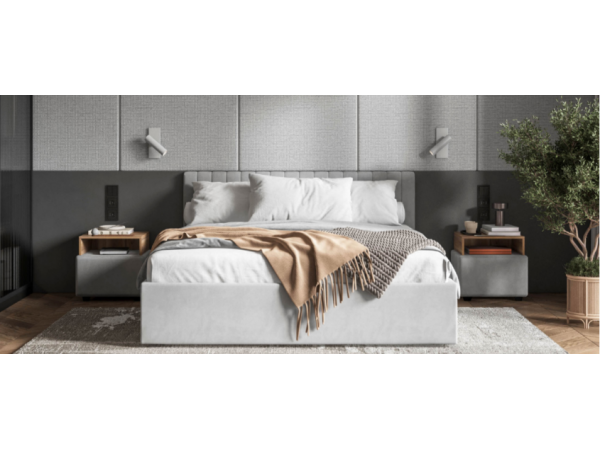 Кровать РОНДА 160*200+ПМ велюр MONOLIT сталь