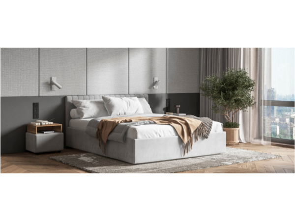 Кровать РОНДА 160*200+ПМ велюр MONOLIT сталь