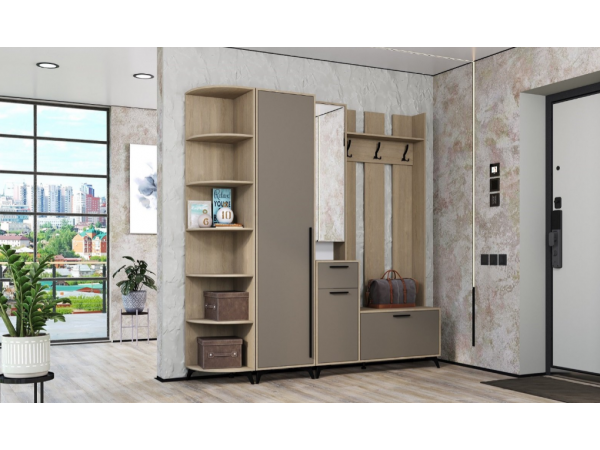 Прихожая "ЕВА" композиция №2 Дуб Экспресив Глиняный серый