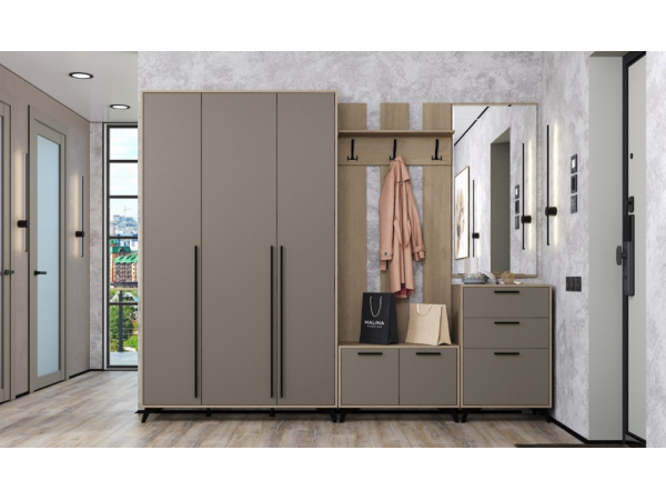  Прихожая "ЕВА" композиция №8 Дуб Экспресив Глиняный серый