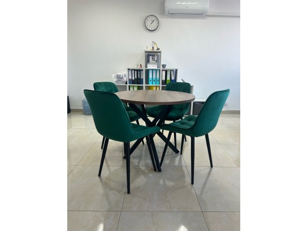 Стол обеденный KL90Х Орех Ростовский гречишный/Черная опора