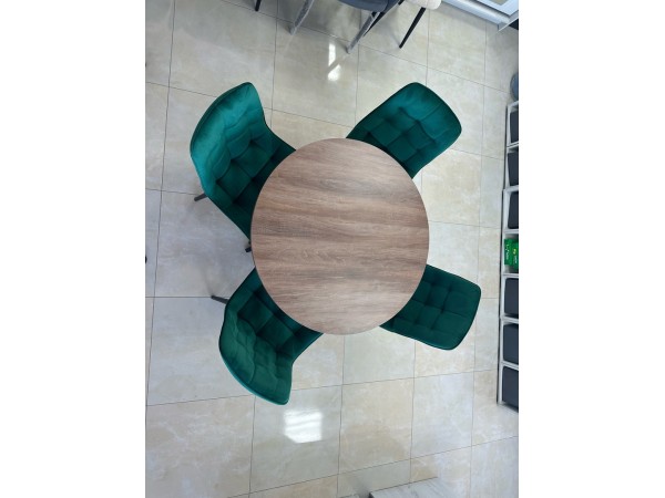 Стол обеденный KL90Х Орех Ростовский гречишный/Черная опора