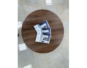 Стол обеденный KL90Х Орех Ростовский гречишный/Черная опора