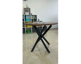 Стол обеденный KL90Х Орех Ростовский гречишный/Черная опора