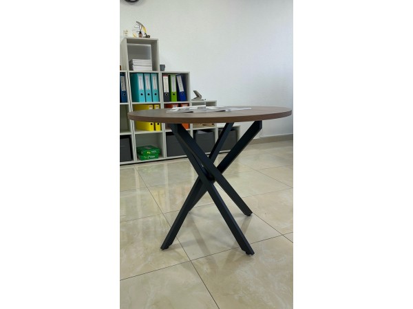 Стол обеденный KL90Х Орех Ростовский гречишный/Черная опора