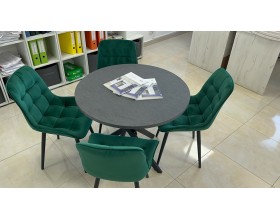 Стол обеденный KL90Х Сланец Алтайский смоляной/Черная опора