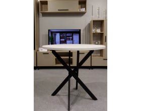 Стол обеденный KL90Х Сланец Алтайский снежный/Черная опора