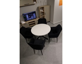 Стол обеденный KL90Х Сланец Алтайский снежный/Черная опора