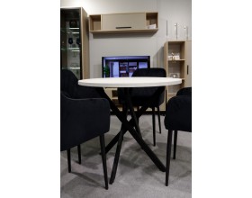 Стол обеденный KL90Х Сланец Алтайский снежный/Черная опора