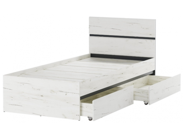 Кровать ГРЕТТА  900 Дуб Крафт белый-Антрацит