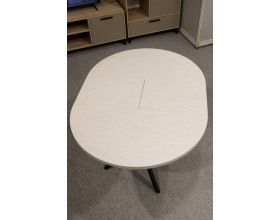 Стол обеденный KL90RX (бабочка) Сланец Алтайский снежный/Черная опора