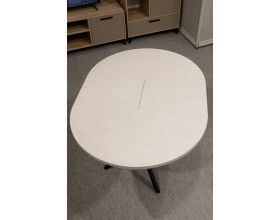 Стол обеденный KL90RX (бабочка) Сланец Алтайский снежный/Черная опора