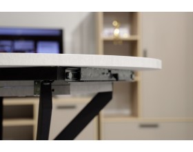 Стол обеденный KL90RX (бабочка) Сланец Алтайский снежный/Черная опора