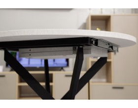 Стол обеденный KL90RX (бабочка) Сланец Алтайский снежный/Черная опора