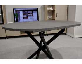 Стол обеденный KL90RX (бабочка) Сланец Алтайский смоляной/Черная опора