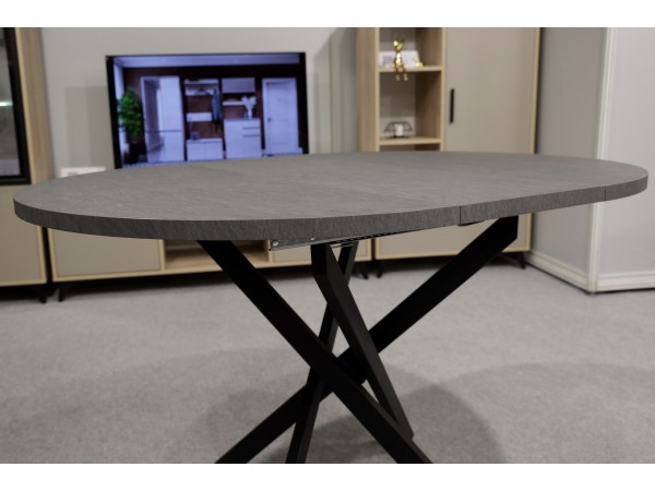 Стол обеденный KL90RX (бабочка) Сланец Алтайский смоляной/Черная опора