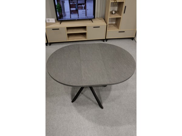 Стол обеденный KL90RX (бабочка) Сланец Алтайский смоляной/Черная опора