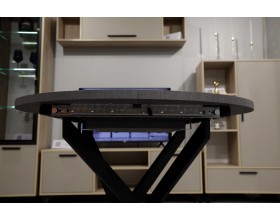 Стол обеденный KL90RX (бабочка) Сланец Алтайский смоляной/Черная опора