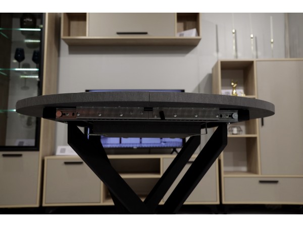 Стол обеденный KL90RX (бабочка) Сланец Алтайский смоляной/Черная опора