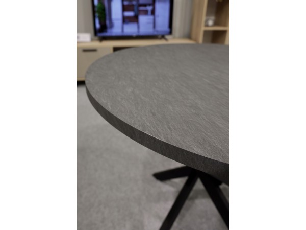 Стол обеденный KL90RX (бабочка) Сланец Алтайский смоляной/Черная опора