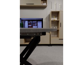 Стол обеденный KL90RX (бабочка) Сланец Алтайский смоляной/Черная опора