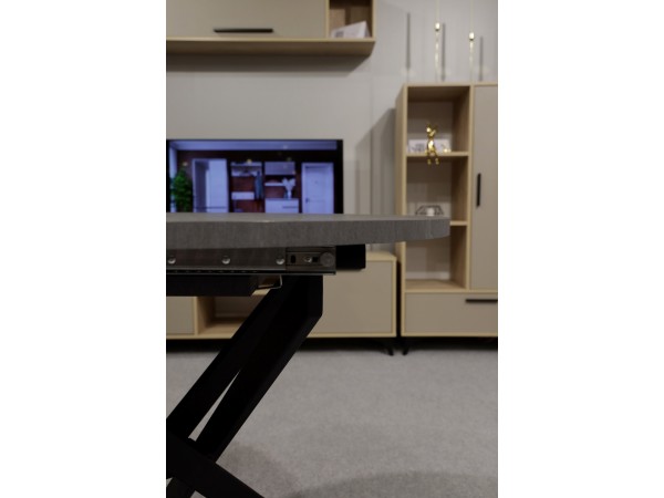 Стол обеденный KL90RX (бабочка) Сланец Алтайский смоляной/Черная опора