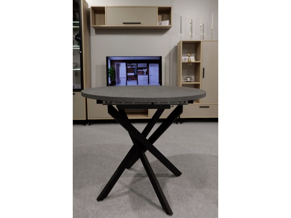 Стол обеденный KL90RX (бабочка) Сланец Алтайский смоляной/Черная опора