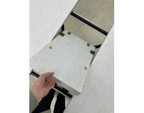 Стол обеденный KL90RX (бабочка) Мрамор Карельский снежный/Черная опора