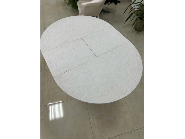 Стол обеденный KL90RX (бабочка) Мрамор Карельский снежный/Черная опора