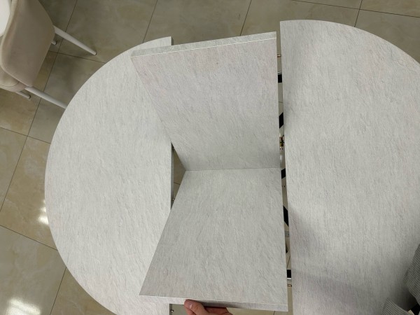 Стол обеденный KL90RX (бабочка) Мрамор Карельский снежный/Черная опора