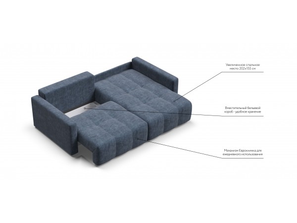 Угловой диван BOSS TREND Велюр Royal топаз NEW