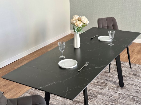 Стол с керамической столешницей раздвижной Герцог чёрный