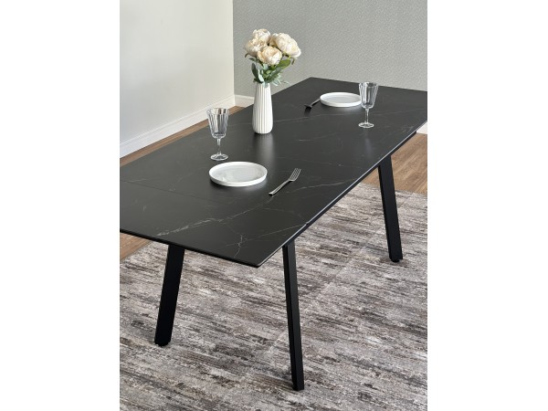 Стол с керамической столешницей раздвижной Герцог чёрный