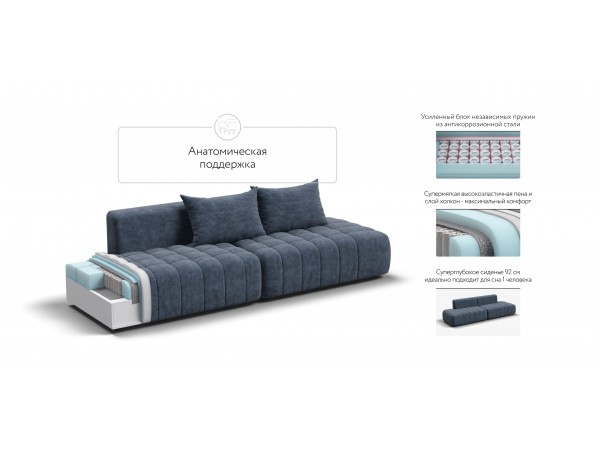 Диван Босс Твин прямой Велюр Royal топаз