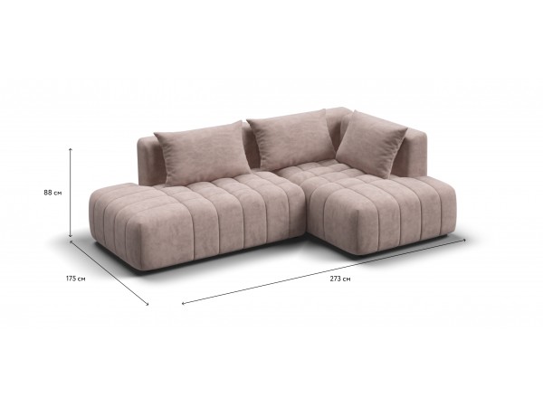 Угловой диван правый Босс Твин Велюр Royal пион