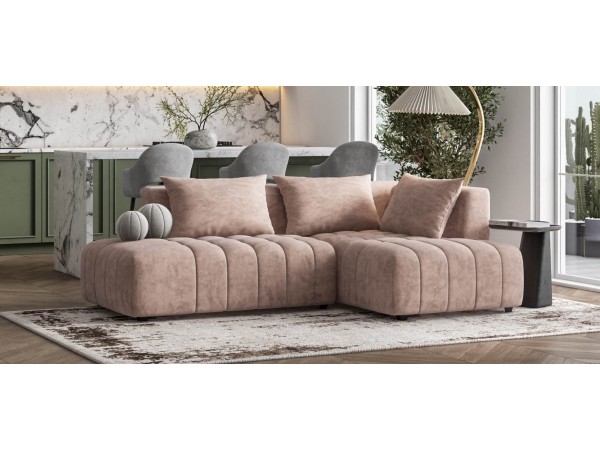 Угловой диван правый Босс Твин Велюр Royal пион