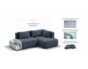 Босс Твин угловой диван правый Велюр Роял синий