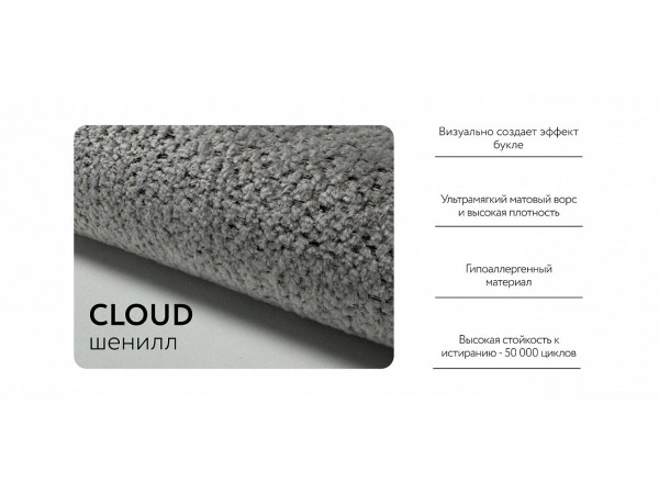 Угловой диван правый Босс Твин Шенилл CLOUD грей