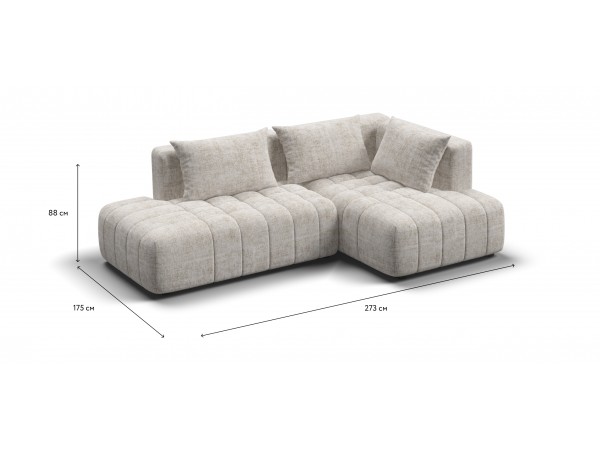 Угловой диван правый Босс Твин Шенилл IQ кварц