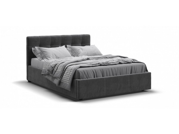 Кровать Белла велюр Monolit серый + ПМ 160*200